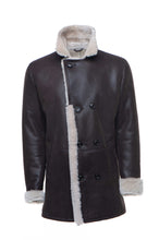 Load image into Gallery viewer, Jozef's 3/4 length brown shearling buttoned coat - Shearling leather