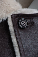 Load image into Gallery viewer, Jozef's 3/4 length brown shearling buttoned coat - Shearling leather