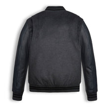 Load image into Gallery viewer, Men Black Wool Varsity Bomber Leather Jacket