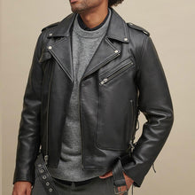 Load image into Gallery viewer, Black Motorcycle Rider Jacket