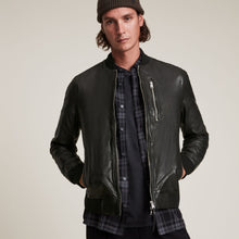 Load image into Gallery viewer, Mens Black Lambskin Leather Bomber Jacket