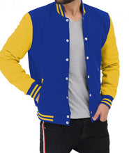 Load image into Gallery viewer, Blue and Yellow Varsity Jacket