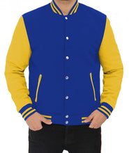Load image into Gallery viewer, Blue and Yellow Varsity Jacket