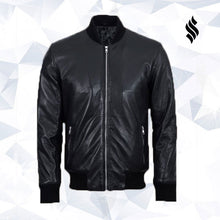 Load image into Gallery viewer, Men Biker Bomber Jacket - Shearling leather