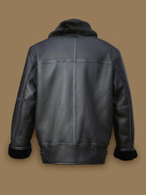 Load image into Gallery viewer, Men Black Aircraft Shearling Bomber Leather Jacket - Shearling leather