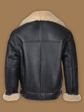 Load image into Gallery viewer, Men Black B3 Shearling Bomber Leather Jacket - Shearling leather