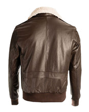 Load image into Gallery viewer, Men’s Brown Pilot Bomber Shearling Jacket - Shearling leather