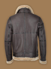 Load image into Gallery viewer, Men Dark Brown RAF Shearling Bomber Leather Jacket - Shearling leather