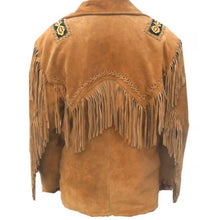 Load image into Gallery viewer, Men's Tan Suede Leather Jacket, Cowboy Jacket - Shearling leather