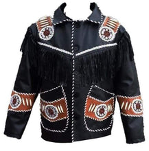 Load image into Gallery viewer, Men's Western Leather Jacket, Handmade Black Leather jacket - Shearling leather