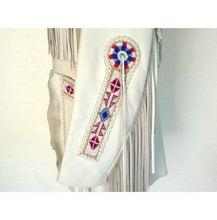 Load image into Gallery viewer, White Cowboy Genuine Leather Jacket, Cowboy Leather Jacket With Fringes - Shearling leather