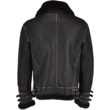 Load image into Gallery viewer, Men Black Aviator Flying Bomber Shearling Leather Jacket