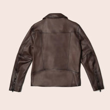 Load image into Gallery viewer, Men Brown Motorcycle Leather Racer Jacket