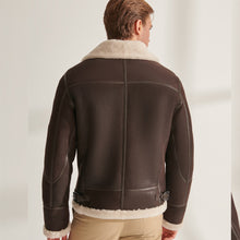 Load image into Gallery viewer, Men Brown Pilot Shearling Leather Aviator Jacket
