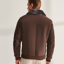 Load image into Gallery viewer, Men Brown Shearling Aviator Leather Bomber Jacket