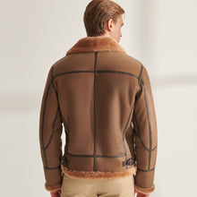 Load image into Gallery viewer, Men Camel Brown B3 Shearling Pilot Aviator Leather Jacket