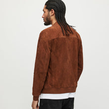 Load image into Gallery viewer, Men Classic Brown Suede Leather Bomber Jacket