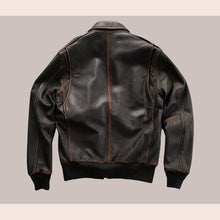 Load image into Gallery viewer, Men Distressed Brown Aviator A2 Military Pilot Leather Bomber Jacket