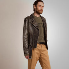 Load image into Gallery viewer, Men Fine Grain Distressed Leather Jacket