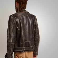 Load image into Gallery viewer, Men Fine Grain Distressed Leather Jacket