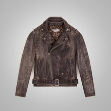 Load image into Gallery viewer, Men Fine Grain Distressed Leather Jacket