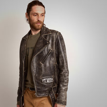 Load image into Gallery viewer, Men Fine Grain Distressed Leather Jacket