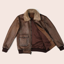 Load image into Gallery viewer, Men G-1 Flight Chocolate Brown Genuine Leather Bomber Jacket