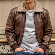 Load image into Gallery viewer, Men G-1 Flight Chocolate Brown Genuine Leather Bomber Jacket