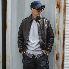 Load image into Gallery viewer, Men Horseskin Brown A2 Flying Leather Bomber Jacket