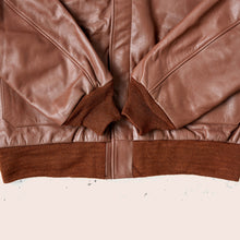 Load image into Gallery viewer, Men Lambskin Plain Brown A2 Leather Bomber Jacket