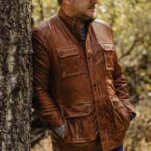Load image into Gallery viewer, Men Pure Fine Grain Lambskin Brown Leather Field Jacket