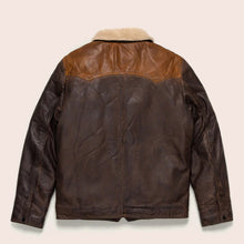 Load image into Gallery viewer, Men Sheepskin Double Tone Brown Sherpa Western Leather Jacket