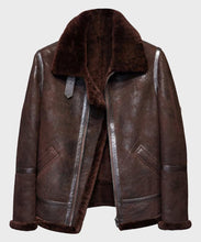 Load image into Gallery viewer, Men’s Brown Distressed B3 Shearling Leather Jacket