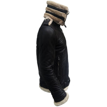 Load image into Gallery viewer, Men's Aviator B3 Bomber Double Collar Faux Shearling Brown Leather Jacket