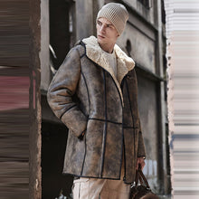 Load image into Gallery viewer, Men's B7 Hooded RAF Aviator Sheepskin Flying Fur Shearling Jacket Coat