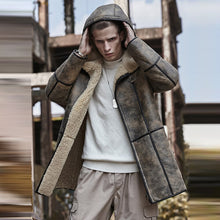 Load image into Gallery viewer, Men's B7 Hooded RAF Aviator Sheepskin Flying Fur Shearling Jacket Coat
