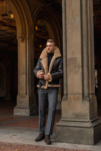 Load image into Gallery viewer, Men's Black Belted B3 Flying RAF Aviator Sheepskin Shearling Leather Jacket With Fur