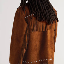 Load image into Gallery viewer, Men's Brown Suede Leather Cowboy Jacket with Fringes