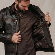 Load image into Gallery viewer, Men's Classic Brown Flight Leather Jacket