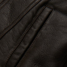 Load image into Gallery viewer, Men's Dark Brown Sheepskin Flying Plain Trucker Jacket
