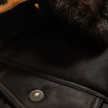 Load image into Gallery viewer, Men's Dark Brown Sheepskin Flying Plain Trucker Jacket