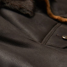 Load image into Gallery viewer, Men's Dark Brown Sheepskin Flying Plain Trucker Jacket
