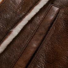 Load image into Gallery viewer, Men's Distressed Brown Sheepskin Flying Trucker Jacket