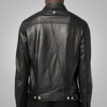 Load image into Gallery viewer, Men's Dotted Pattern Full Sleeves Black Leather Shirt