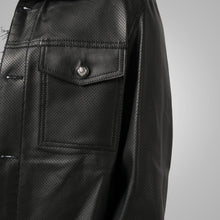 Load image into Gallery viewer, Men's Dotted Pattern Full Sleeves Black Leather Shirt