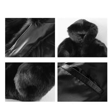 Load image into Gallery viewer, Men’s Black Mink Short Fox Fur Hooded Coat Jacket