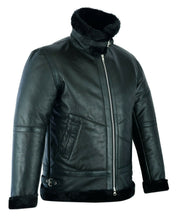 Load image into Gallery viewer, Men's Shearling Leather Black Fur B3 RAF Aviator Bomber Real Sheepskin Jacket