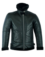 Load image into Gallery viewer, Men's Shearling Leather Black Fur B3 RAF Aviator Bomber Real Sheepskin Jacket