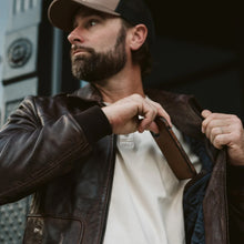 Load image into Gallery viewer, Men&#39;s Vintage Lambskin A2 Brown Leather Bomber Jacket
