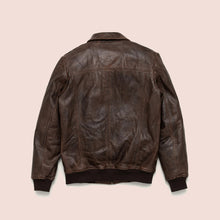Load image into Gallery viewer, Men's Vintage Lambskin A2 Brown Leather Bomber Jacket